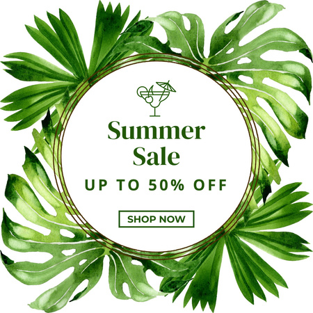 Summer Sale Green Floral Instagramデザインテンプレート