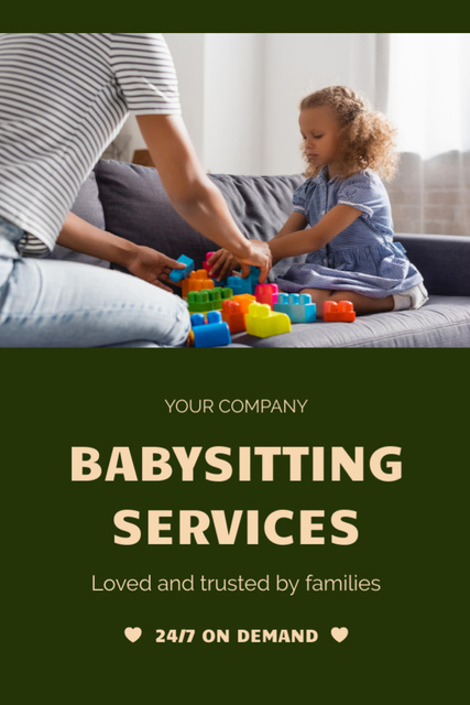 Babysitting Services Ad with Bright Toys Flyer 4x6inデザインテンプレート