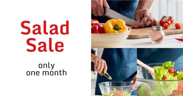 Modèle de visuel Salad sale with Chef Cutting Vegetables - Facebook AD