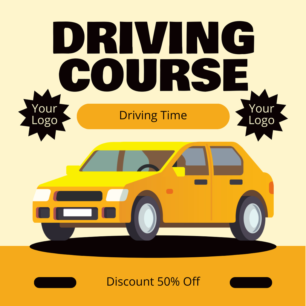 Experienced Instructors Offering Driving Course With Discounts Instagram ADデザインテンプレート