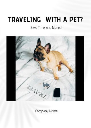 French Bulldog Lying On Bedsheet Flyer A4 Design Template