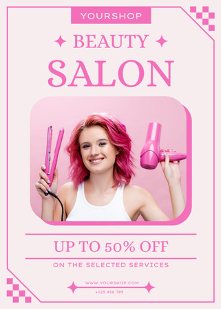 Hair and Beauty Salon Discount Flayer Design Template