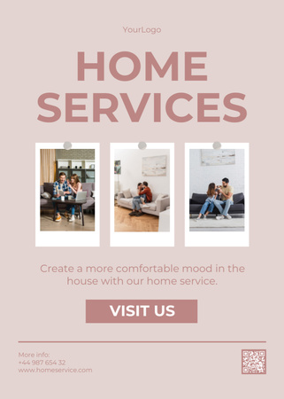House Improvement Services Collage on Pink Flayer Πρότυπο σχεδίασης