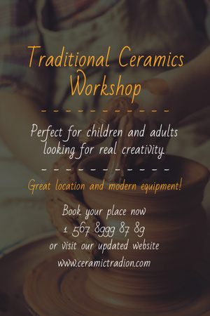 Traditional Ceramics Workshop promotion Invitation 6x9in Design Template