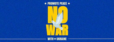 pombo com frase não à guerra na ucrânia Facebook cover Modelo de Design