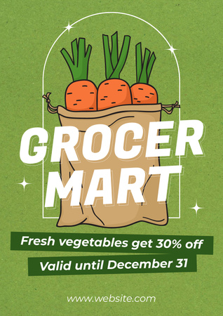 Fresh Organic Carrots in Eco Bag Poster Design Template