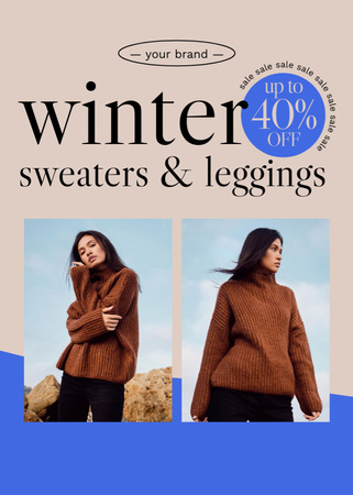 Offer of Winter Sweaters and Leggings Flayer – шаблон для дизайну