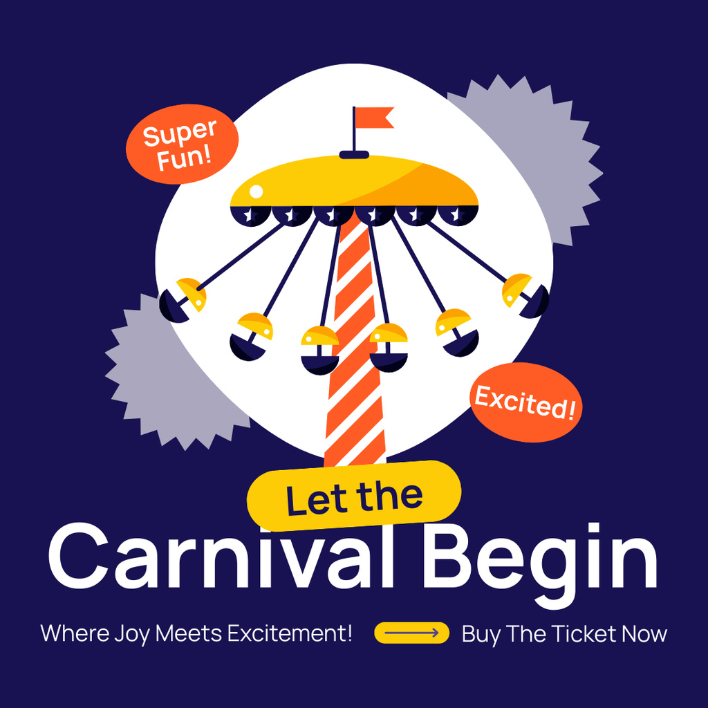 Super Fun Carnival With Carousel Promotion Instagram AD Design Template