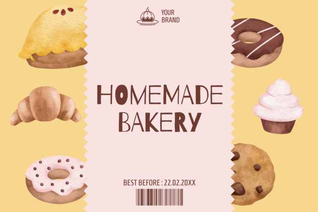 Template di design Homemade Bakery Offers on Yellow Label