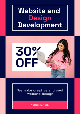 Discount on Design and Website Development Course Poster Design Template