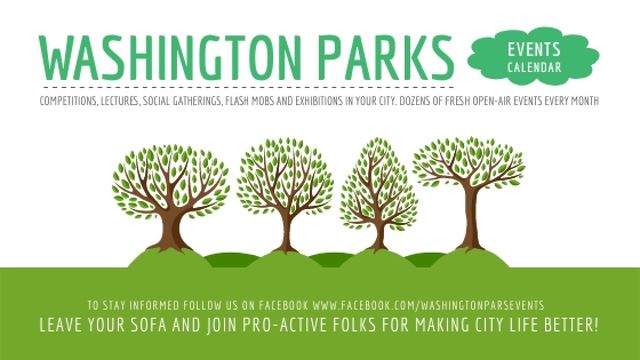 Park Event Announcement Green Trees Title Modelo de Design