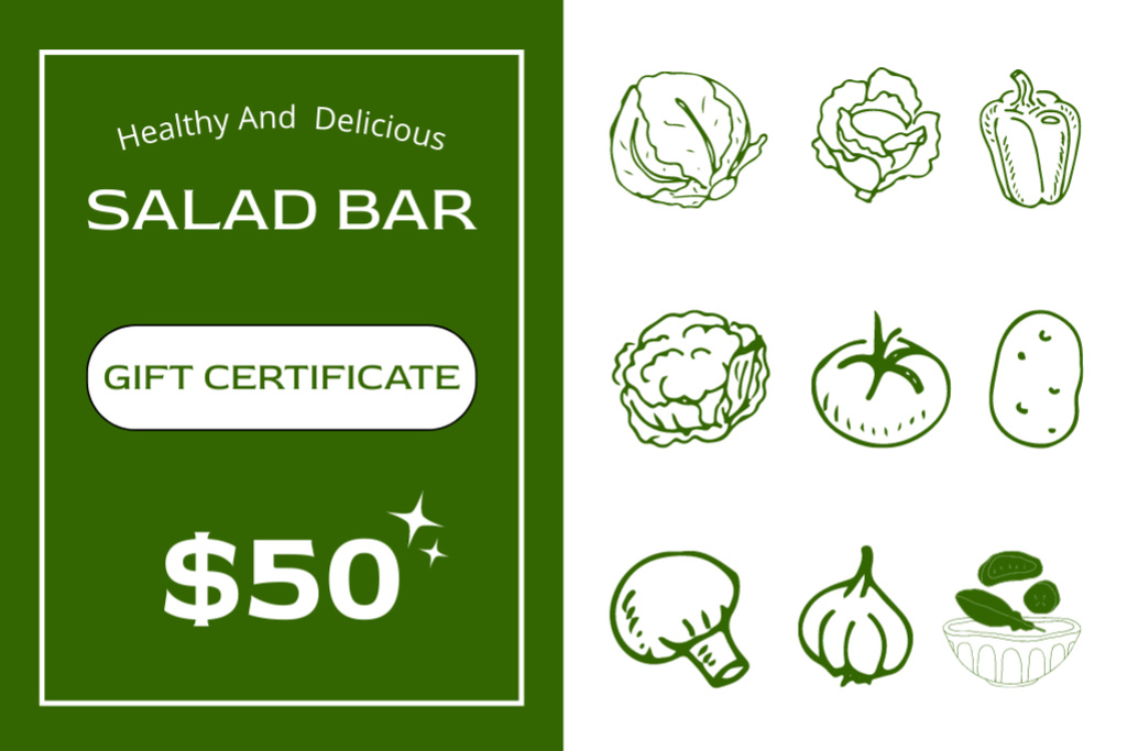 Plantilla de diseño de Discount Gift Card Offer at Salad Bar Gift Certificate 