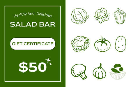 Discount Gift Card Offer at Salad Bar Gift Certificate Design Template