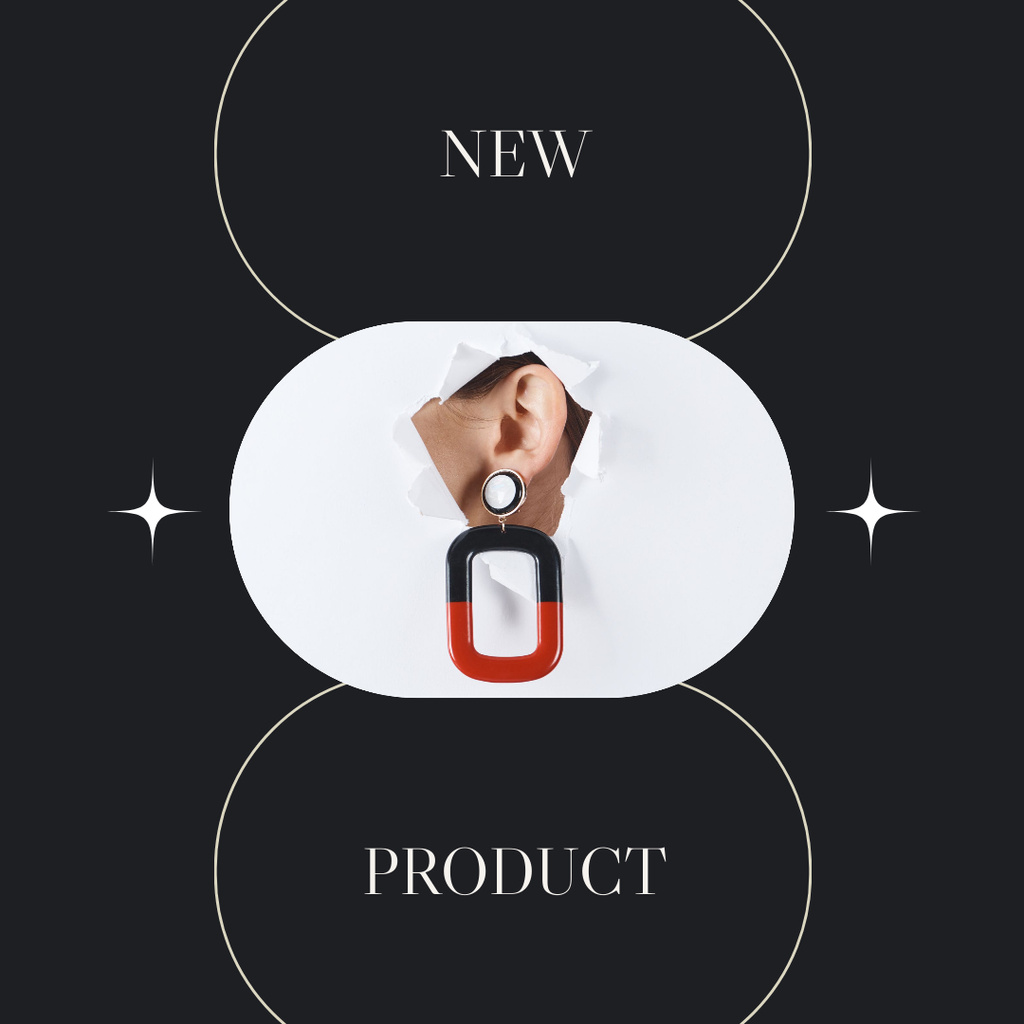 New Jewelry Product Offer with Earring Instagram Šablona návrhu