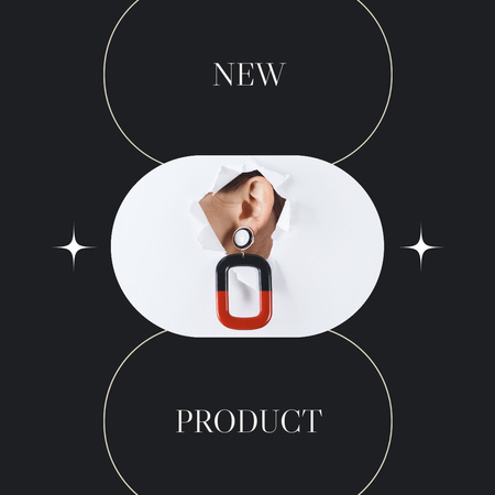 New Jewelry Product Offer with Earring Instagram Design Template