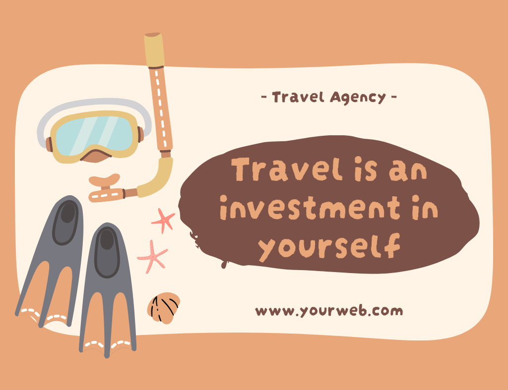Modèle de visuel Offer by Travel Agency with Inspirational Text and Diving Gear - Thank You Card 5.5x4in Horizontal