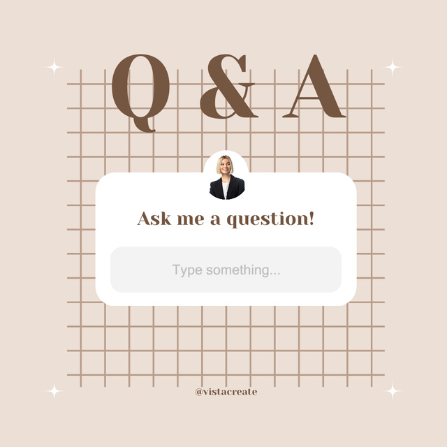 Question Box in Social Networks of Young Woman Instagram Design Template