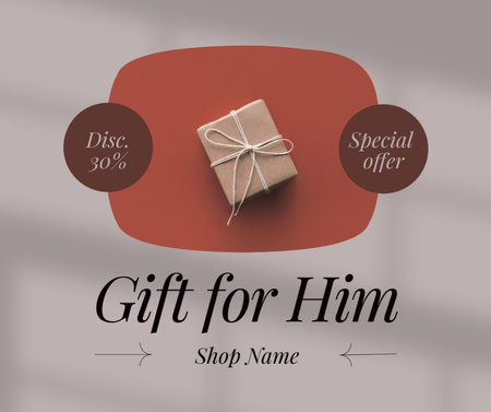Gift Box for Man Discount Facebook tervezősablon