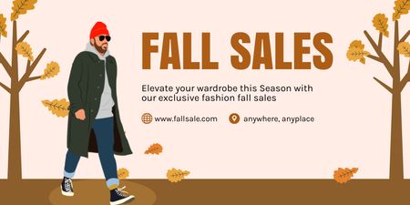 Plantilla de diseño de Oferta exclusiva de venta de ropa de otoño con ilustración Twitter 