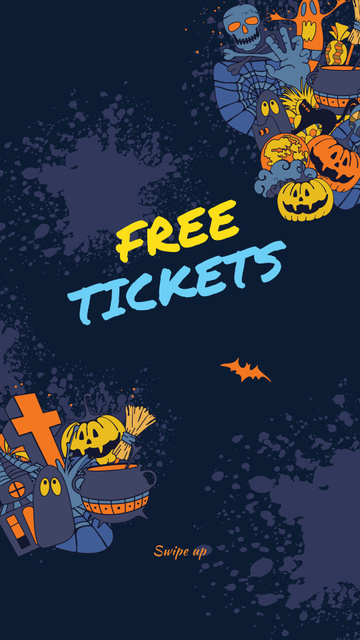 Halloween Party Tickets Offer with Holiday Attributes Instagram Story Šablona návrhu