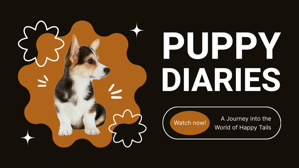 Diary of Happy Corgi Puppy Youtube Thumbnail Design Template