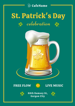 St. Patrick's Day Celebration Announcement with Beer Mug Poster Design Template