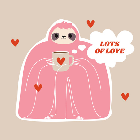 Plantilla de diseño de Cute Valentine's Day Holiday Greeting with Sloth Instagram 