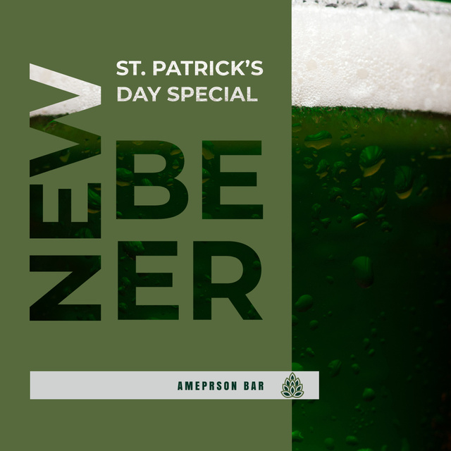 New Beer Saint Patrick's Day Special Ad Instagram Design Template