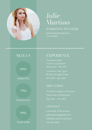 Szablon projektu Marketing Manager Work Experience Resume