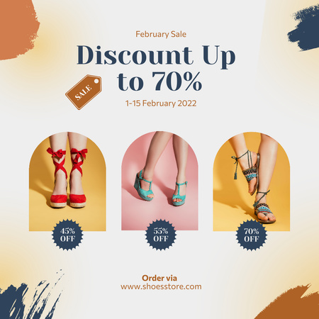 Collage with Announcement of Discount on Women's Shoes Instagram Tasarım Şablonu
