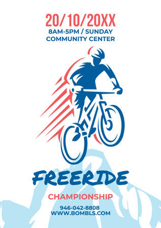 Plantilla de diseño de Freeride Championship Announcement Cyclist in Mountains Flyer A5 