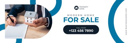 Designvorlage Modern Home For Sale für Twitter