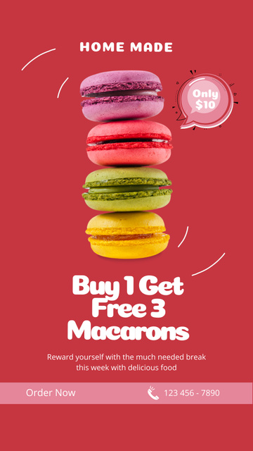 Designvorlage Home Made Macarons Special Offer für Instagram Video Story
