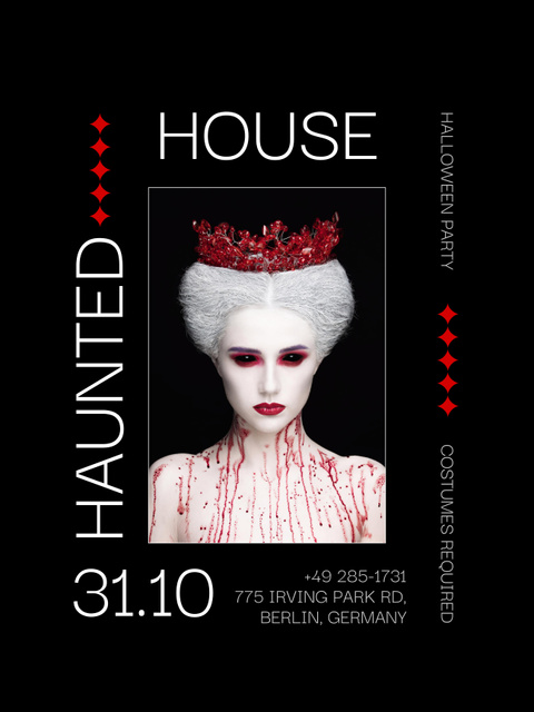 Eerie Halloween Party Announcement with Dark Queen Poster 36x48in Πρότυπο σχεδίασης
