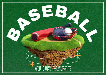 Baseball Club Ad Green Postcard Design Template