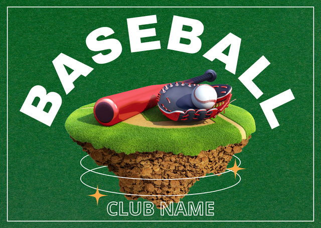 Baseball Club Ad Green Postcard Πρότυπο σχεδίασης