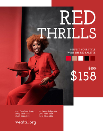 Woman in Stylish Stunning Red Outfit Poster 22x28in Design Template