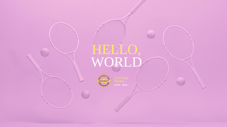 Designvorlage tennisschläger auf rosa für Zoom Background