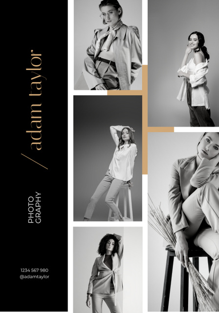 Photography Studio Offer with Stylish Women Collage Poster 28x40in Šablona návrhu