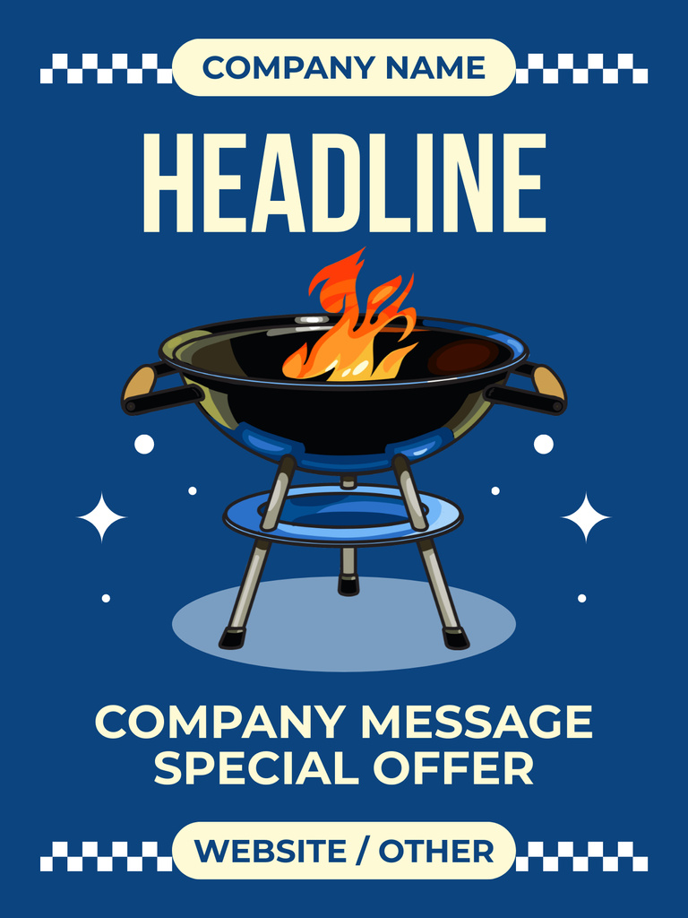 Special Offer with Illustration of Grill Poster US Design Template