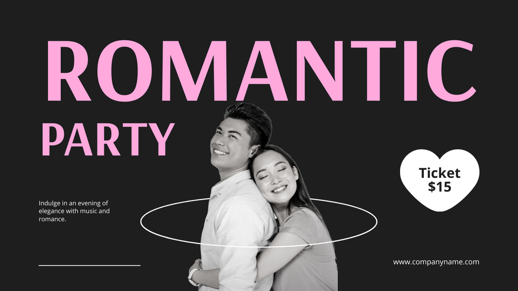 Ontwerpsjabloon van FB event cover van Romantic Party Offer For Sweethearts Due Valentine's Day