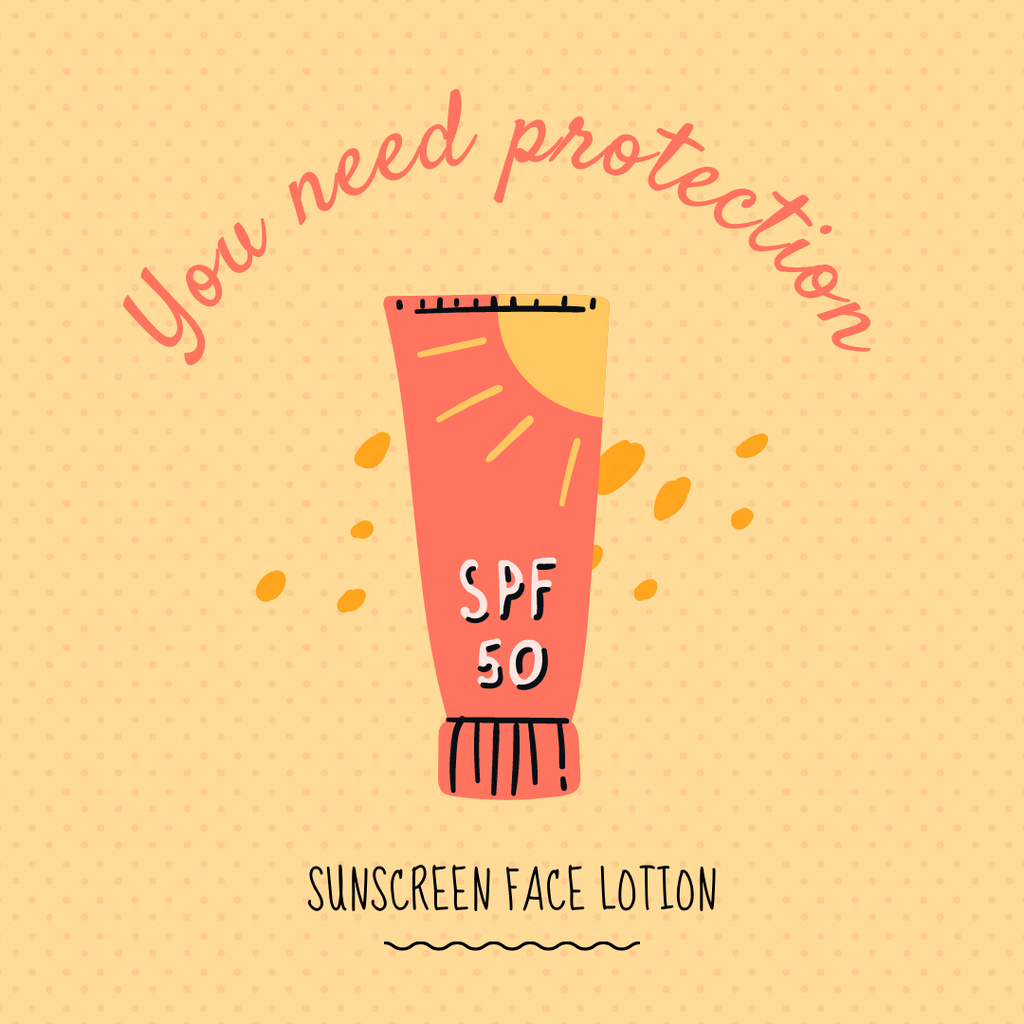Modèle de visuel Sunscreen Face Lotion on Yellow - Instagram