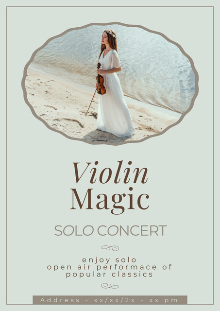 Beautiful Woman playing on Violin Poster Design Template