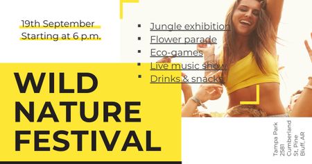 Designvorlage Wild nature festival with Happy Crowd für Facebook AD