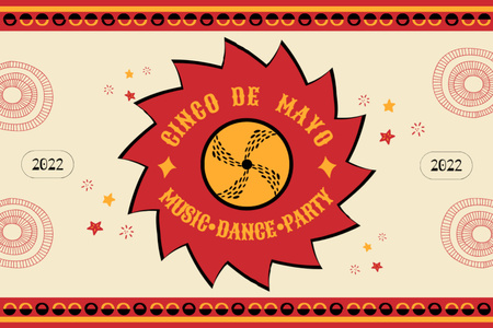 Színes Cinco De Mayo Musical Party bejelentése Postcard 4x6in tervezősablon