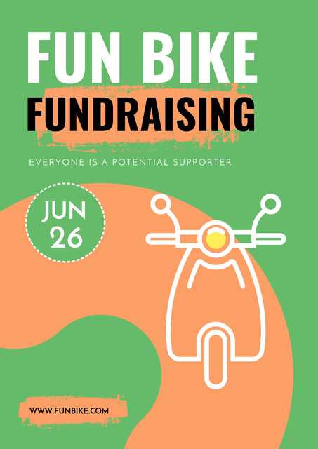 Charity Bike Ride with Moped Poster Design Template
