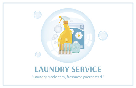 Offer of Laundry Services with Detergents Business Card 85x55mm Design Template