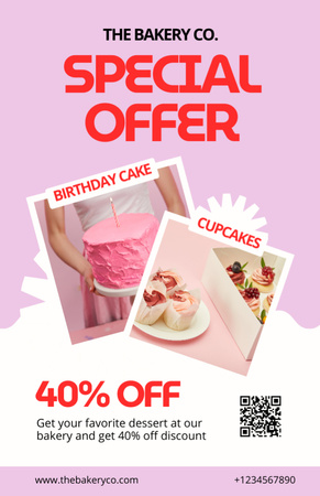 Special Offer on Cake and Cupcakes Recipe Card Design Template