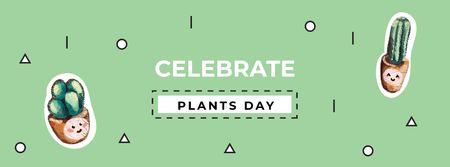 Plants Day Celebration with Cacti in Flowerpots Facebook cover Design Template
