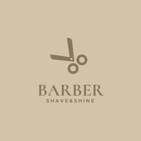 Barbershop Ad with Scissors Logo Design Template